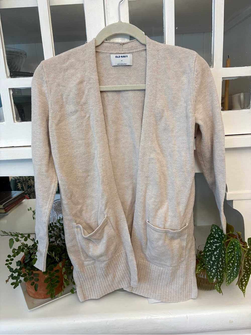 Old Navy Beige Open-Front Pocket Cardigan Sweater - Picture 2 of 4